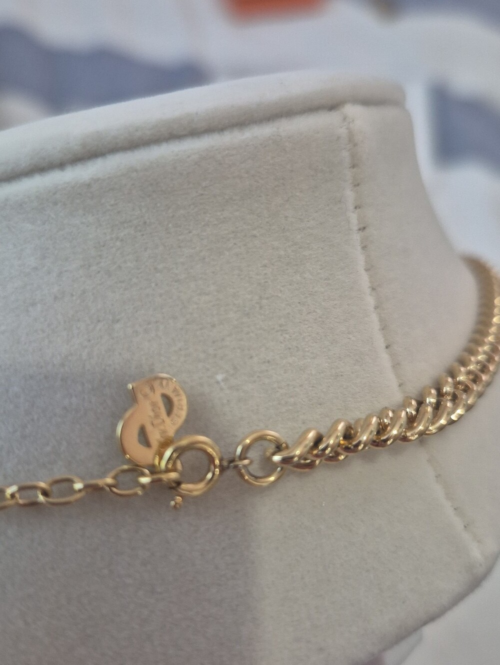 Christian Dipr Triple Plated Gold Chain Necklace with Crystals - Picture 3 of 5